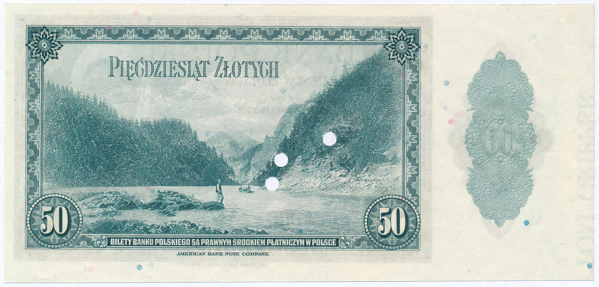 SPECIMEN 50 złotych 1939 - RZADKOŚĆ R8